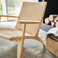Woven Back Chair Square Arms Solid Wood Arm Chair for Living Room