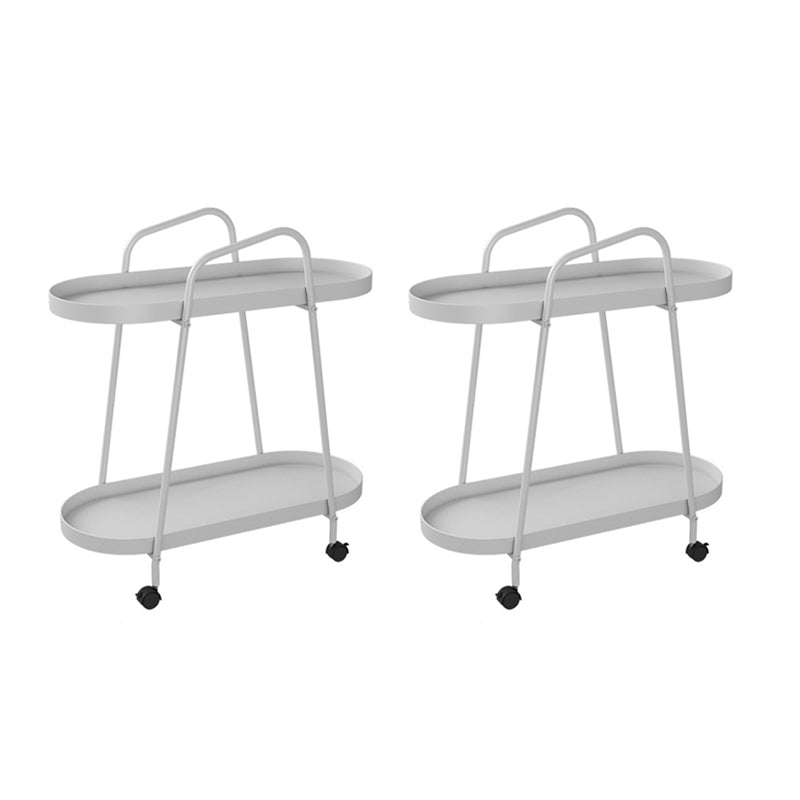 Midden-eeuwse metalen uiteinde bijzettafel ovaal 2-laags hoektafel met opslag