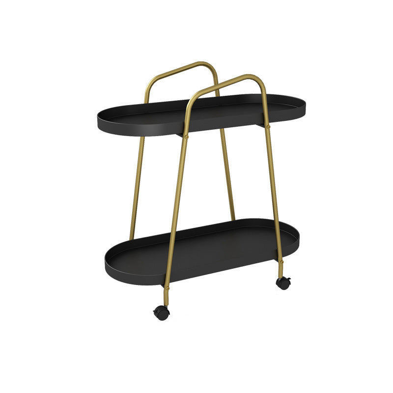 Midden-eeuwse metalen uiteinde bijzettafel ovaal 2-laags hoektafel met opslag