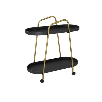 Midden-eeuwse metalen uiteinde bijzettafel ovaal 2-laags hoektafel met opslag