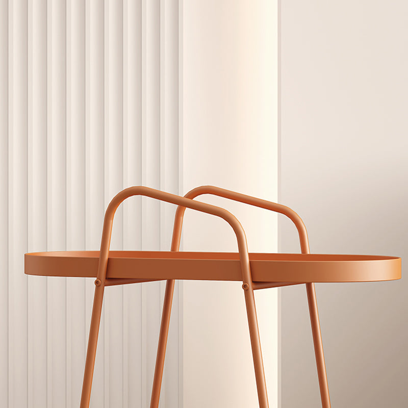 Midden-eeuwse metalen uiteinde bijzettafel ovaal 2-laags hoektafel met opslag