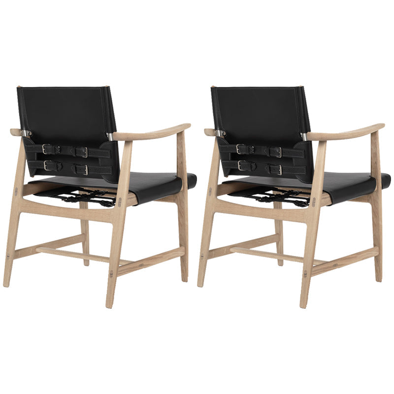 Mid-century Modern Real Aniline Leather Chair with Square Arms and 4 Legs