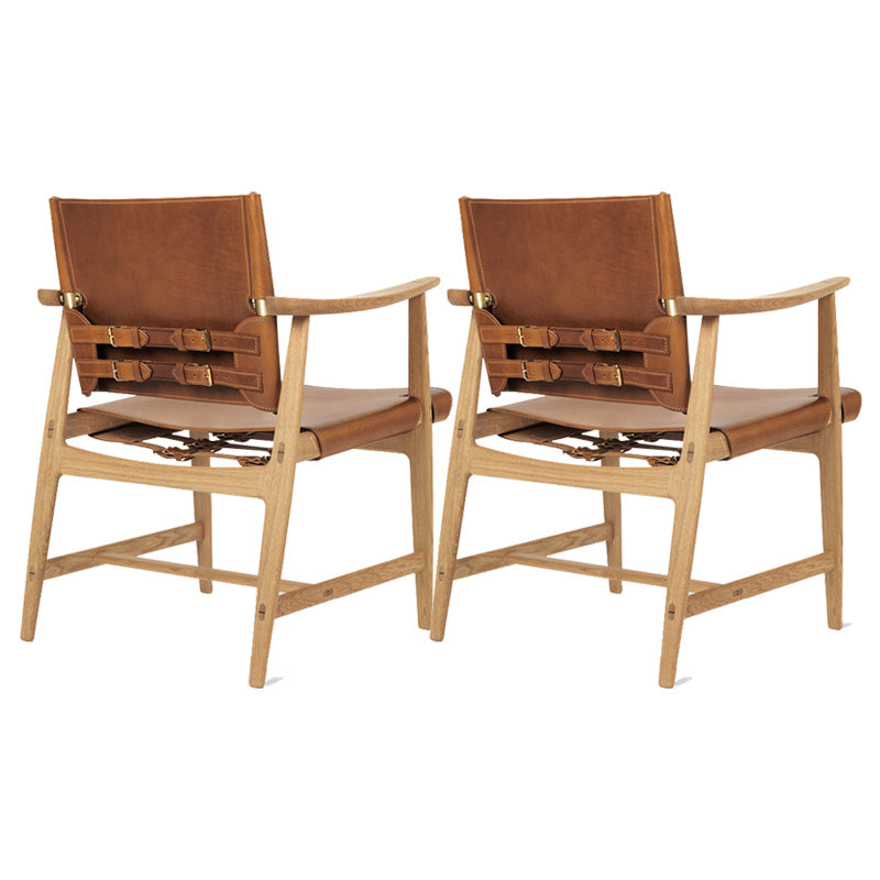 Mid-century Modern Real Aniline Leather Chair with Square Arms and 4 Legs