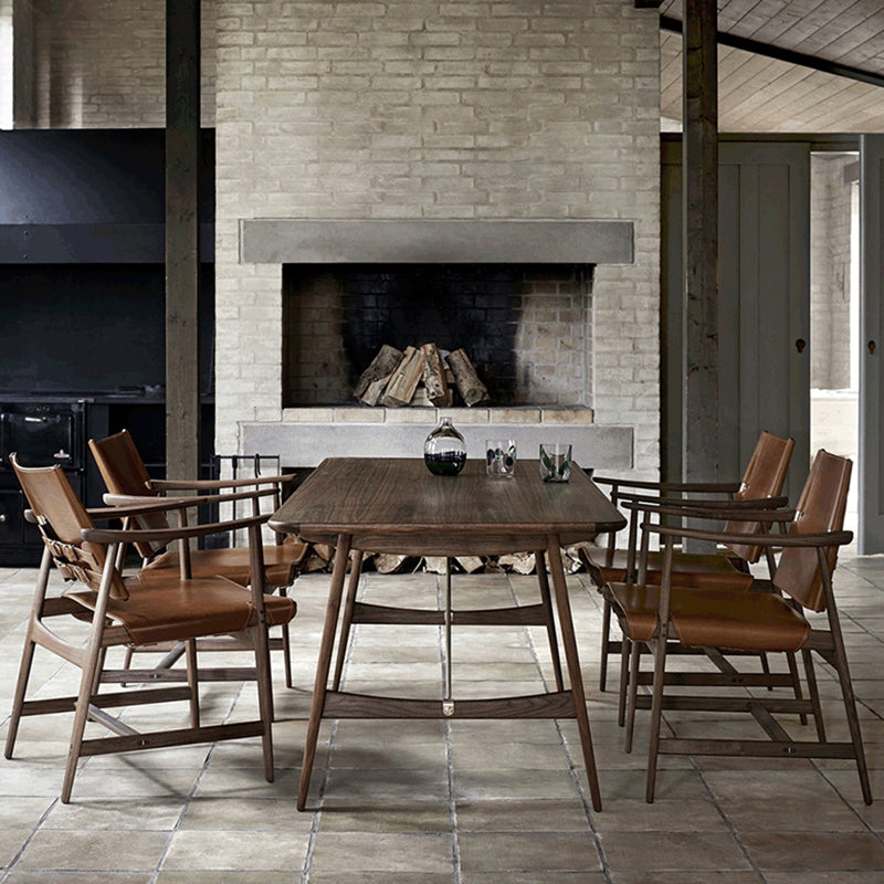 Mid-century Modern Real Aniline Leather Chair with Square Arms and 4 Legs