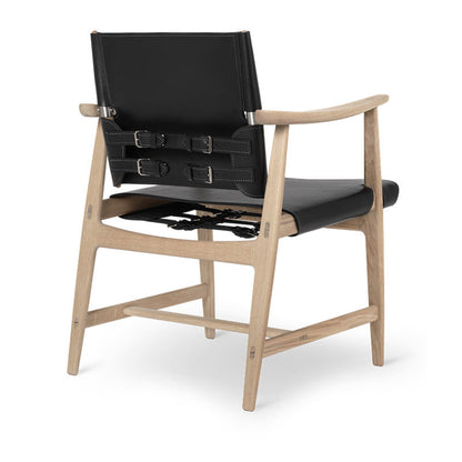 Mid-century Modern Real Aniline Leather Chair with Square Arms and 4 Legs