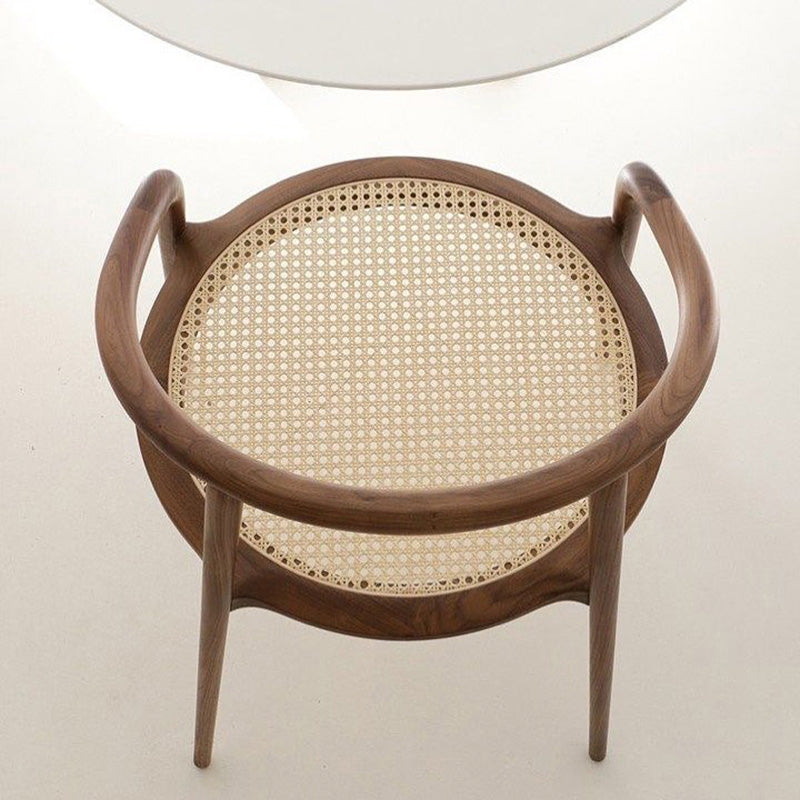 Solid Wood Frame Arms Included Chair with Sloped Arms and 4 Legs