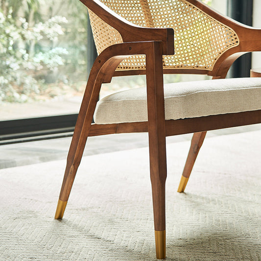 Linen Chair Solid Wood Frame Arms Included Chair with Basic Four Leg