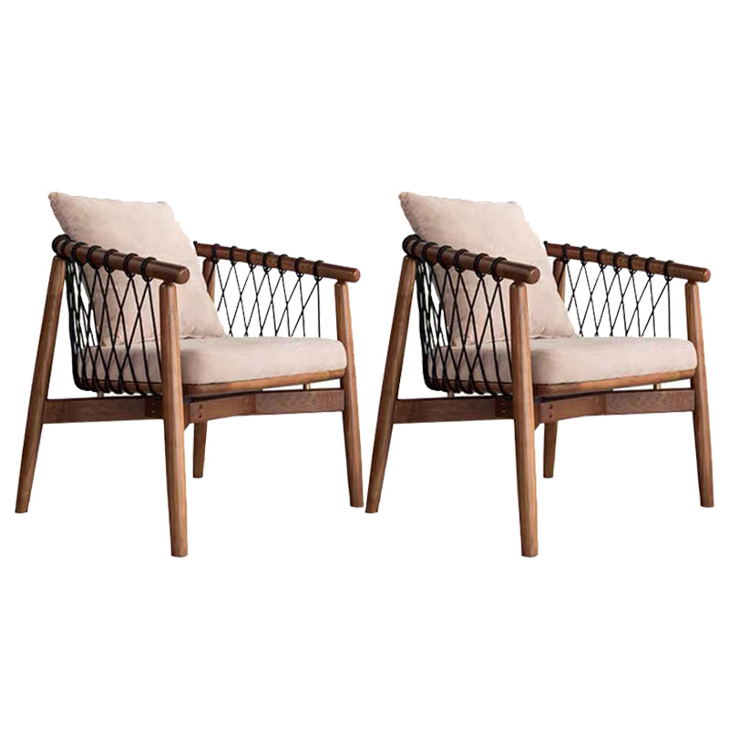 Barrel Accent Chair Solid Wood Arm Chair in Brone with Pillow Back 2 Piece Set Walnut Clearhalo 'Accent Chairs' 'accent_chairs' 'Chairs & Seating' 'furn' 'furn_accent_chairs' 'Furniture' 'Living Room Furniture' 6216865