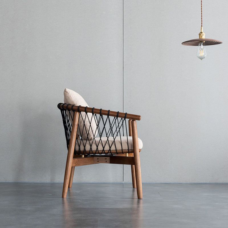 Barrel Accent Chair Solid Wood Arm Chair in Brone with Pillow Back Clearhalo 'Accent Chairs' 'accent_chairs' 'Chairs & Seating' 'furn' 'furn_accent_chairs' 'Furniture' 'Living Room Furniture' 6216867