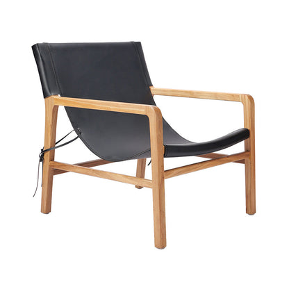 Solid Wood Arm Chair Living Room Fixed Back Arm Chair,Genuine Leather