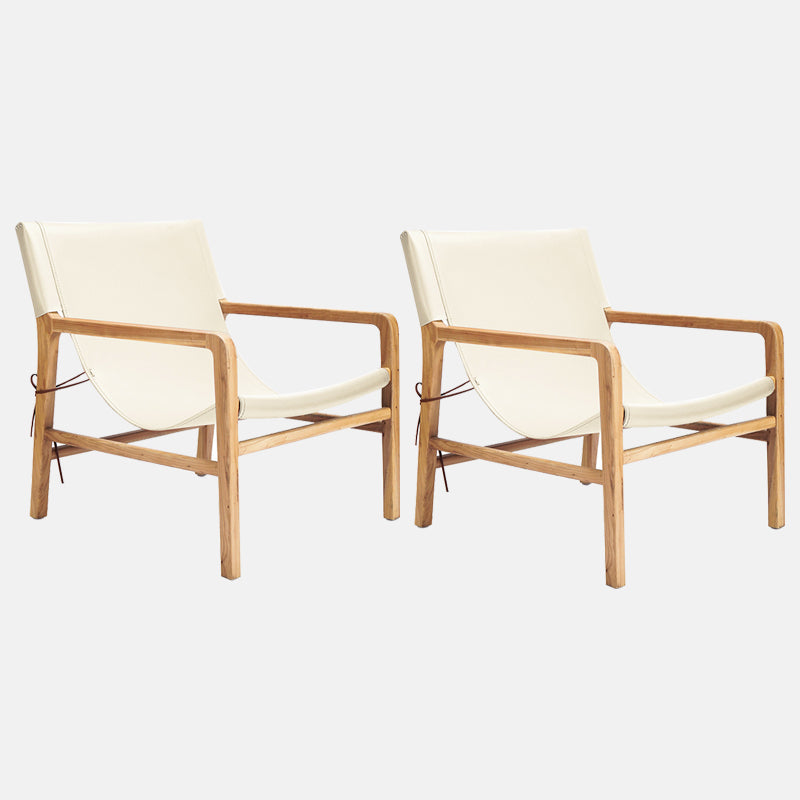 Solid Wood Arm Chair Living Room Fixed Back Arm Chair,Genuine Leather