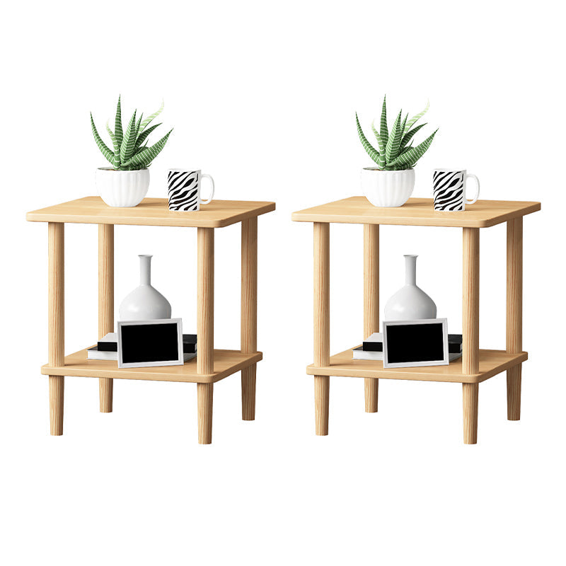 Modern Wood End Slide Table Double Tier Corner Table with Storage