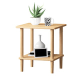 Modern Wood End Slide Table Double Tier Corner Table with Storage