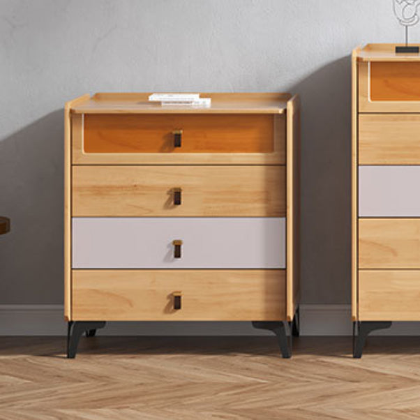 Mid-Century Modern Natural Chest with Drawers in Rubberwood and Black ...