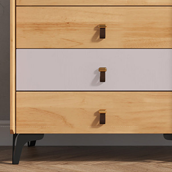 Poitrine naturelle moderne du milieu du siècle avec tiroirs en babinon et jambes noires