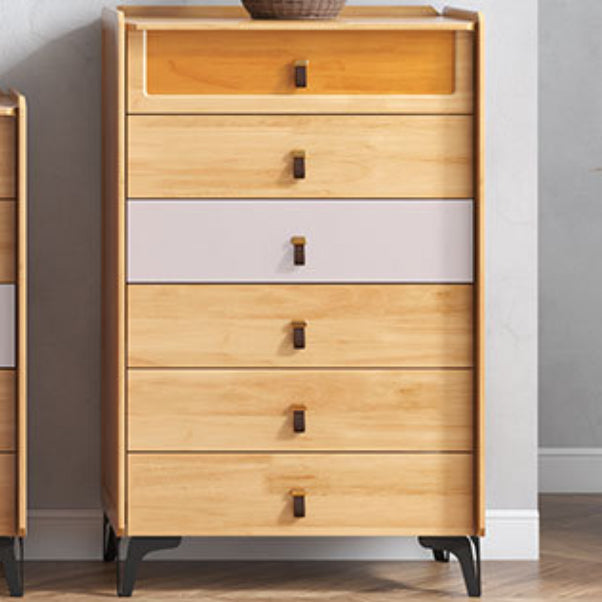 Poitrine naturelle moderne du milieu du siècle avec tiroirs en babinon et jambes noires