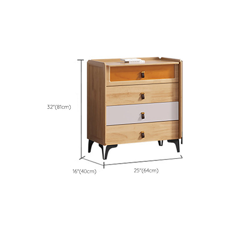 Poitrine naturelle moderne du milieu du siècle avec tiroirs en babinon et jambes noires