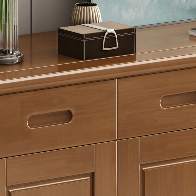 Mid-Century Modern Cabinet in Rubberwood with 2 Drawers and 3 Doors Clearhalo 'Cabinets & Chests' 'cabinets_chests' 'furn' 'furn_cabinets_chests' 'Furniture' 'Living Room Furniture' 6216991