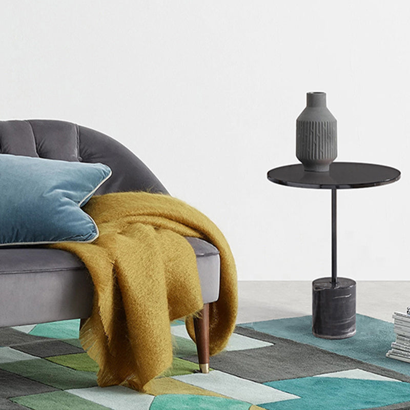 Mesa de portaobjetos del pedestal negro mesa redonda de la esquina para la sala de estar