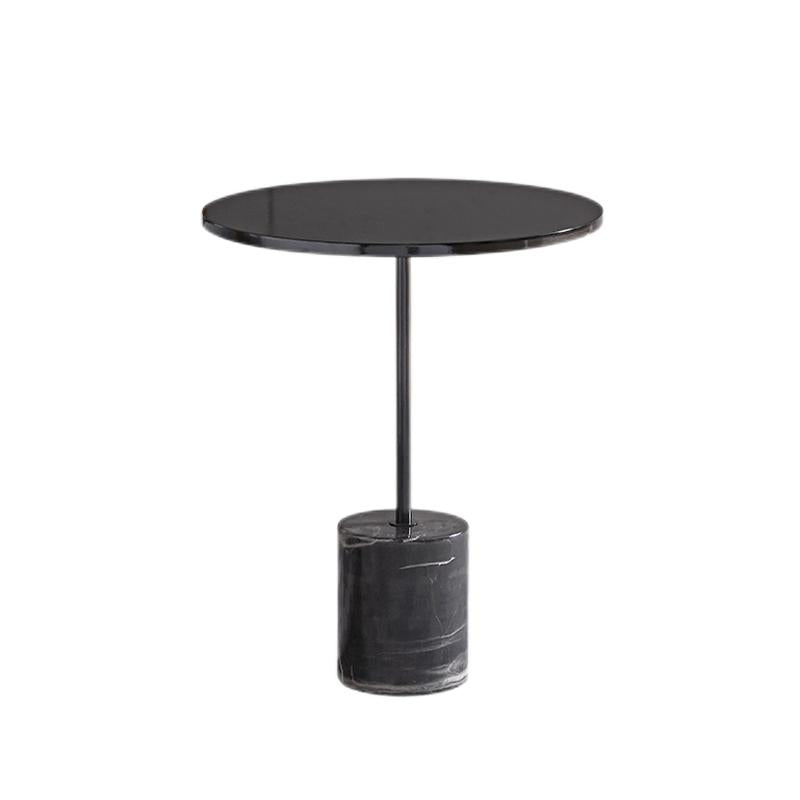 Mesa de portaobjetos del pedestal negro mesa redonda de la esquina para la sala de estar