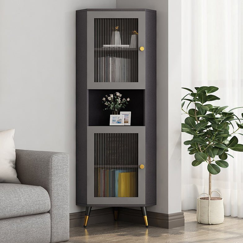 Wooden Accent Cabinet with 2 Glass Doors and Straight Legs Cabinet Grey Clearhalo 'Cabinets & Chests' 'cabinets_chests' 'furn' 'furn_cabinets_chests' 'Furniture' 'Living Room Furniture' 6217019