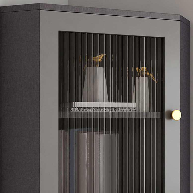 Wooden Accent Cabinet with 2 Glass Doors and Straight Legs Cabinet Clearhalo 'Cabinets & Chests' 'cabinets_chests' 'furn' 'furn_cabinets_chests' 'Furniture' 'Living Room Furniture' 6217022