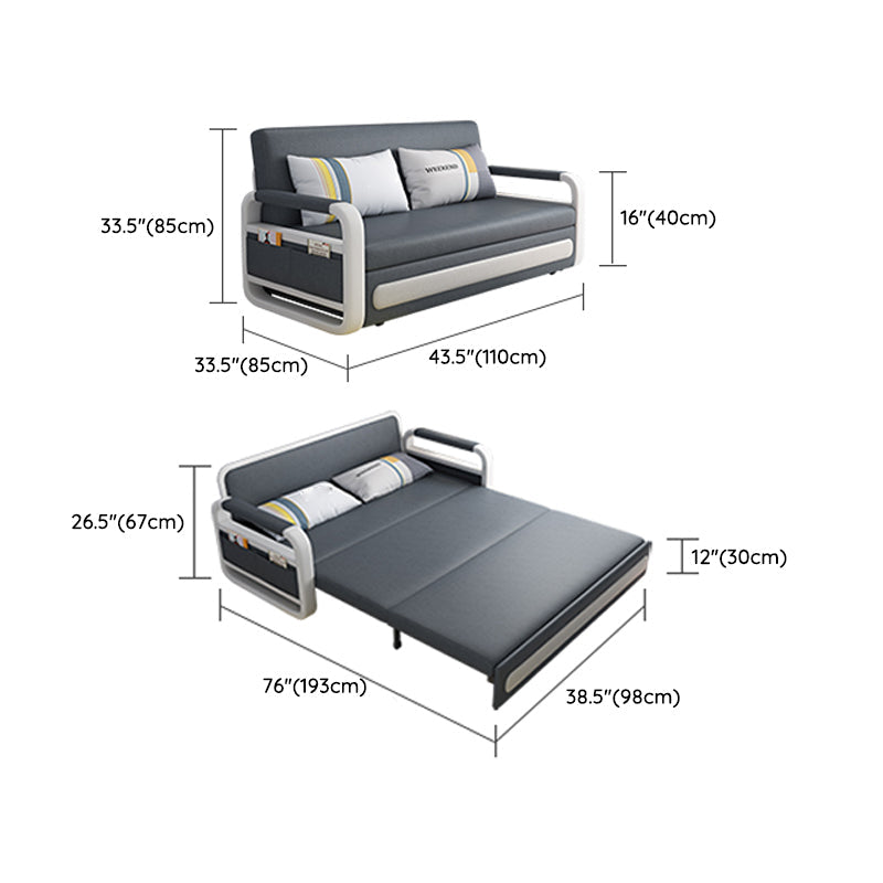 Divano in pelle in finto grigio letto 33.46 "divano a braccio quadrato largo