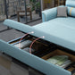 Blue Faux leather Sofa Bed Square Arm Sleeper Sofa, 31.49" Wide