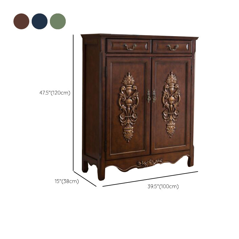 Industrieakzentschrank mit 2 Türen und 2 Schubladen in massivem Holz