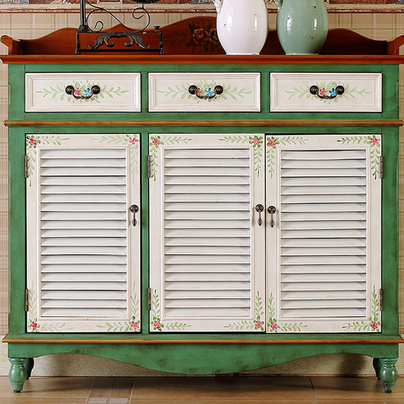 Industrial Rectangle Accent Cabinet with 6 Shelves Distressed Wood Cabinet Green Clearhalo 'Cabinets & Chests' 'cabinets_chests' 'furn' 'furn_cabinets_chests' 'Furniture' 'Living Room Furniture' 6217119