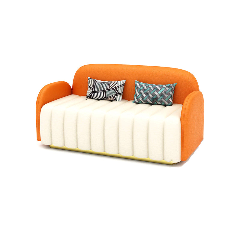 Contemporary Leather Sofa Square Arm Tight Back Sofa for Living Room