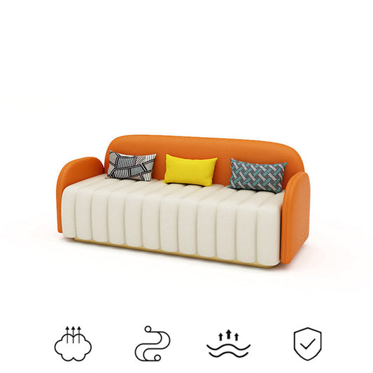 Contemporary Leather Sofa Square Arm Tight Back Sofa for Living Room