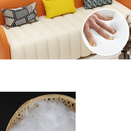 Contemporary Leather Sofa Square Arm Tight Back Sofa for Living Room