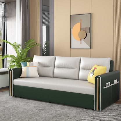 Beige 31.49 "divano letto largo glam divano in pelle finta con cuscino incluso