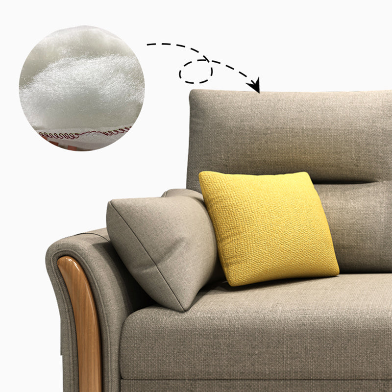 Convertible Flared Arm Sofa Bed Linen Sofa Bed in Brone for 3 peopl Clearhalo 'furn' 'furn_futons' 'Furniture' 'Futons & Daybeds' 'Futons' 'Living Room Furniture' 6217352