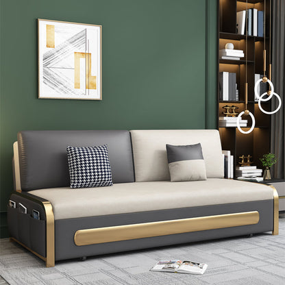 Faux leather Sofa Bed Glam Armless Sleeper Sofa with Upholstered 73"L x 33"W x 35"H Clearhalo 'furn' 'furn_futons' 'Furniture' 'Futons & Daybeds' 'Futons' 'Living Room Furniture' 6217359