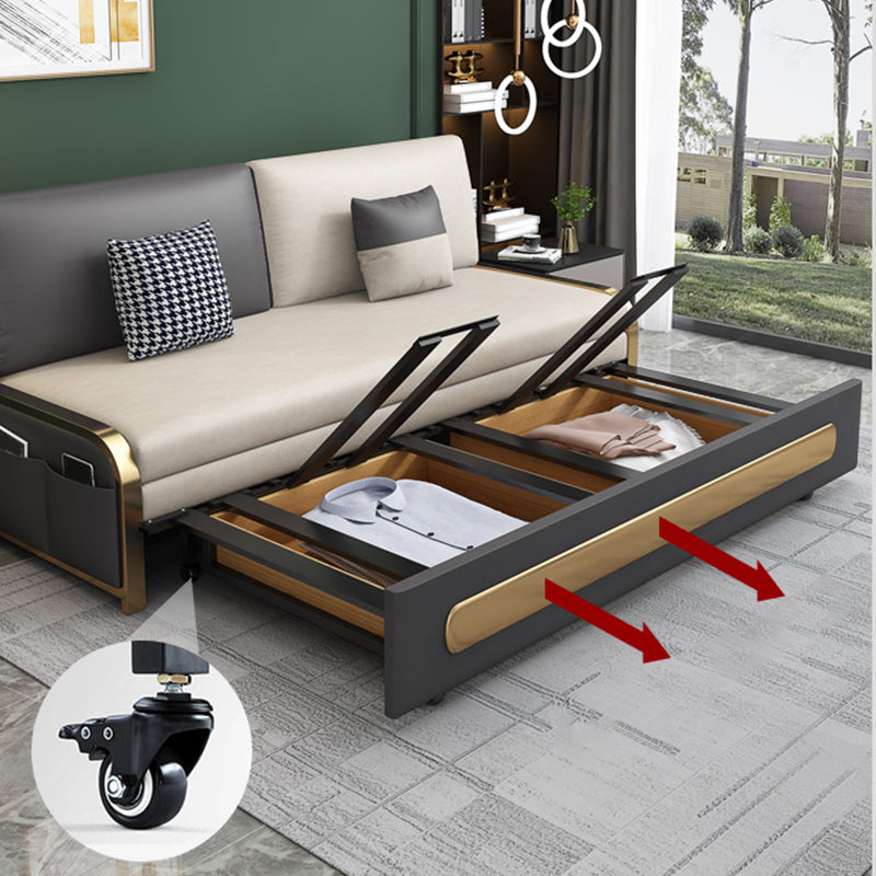 Faux leather Sofa Bed Glam Armless Sleeper Sofa with Upholstered Clearhalo 'furn' 'furn_futons' 'Furniture' 'Futons & Daybeds' 'Futons' 'Living Room Furniture' 6217365