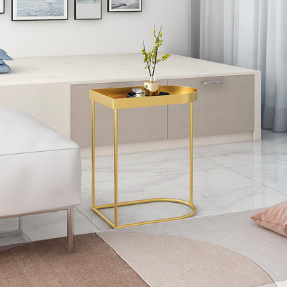 Mid-Century Tray Top Corner Table Frame Metal Side End Table Gold 1 Clearhalo 'Coffee & Accent Tables' 'End & Side Tables' 'end_side_tables' 'furn' 'furn_end_side_tables' 'Furniture' 'Living Room Furniture' 6217377