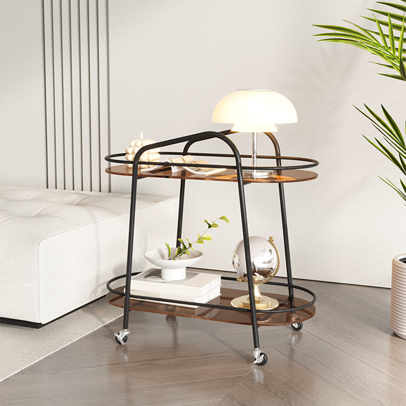 Modern Double Tier Corner Table Glass Side End Table with Storage Clearhalo 'Coffee & Accent Tables' 'End & Side Tables' 'end_side_tables' 'furn' 'furn_end_side_tables' 'Furniture' 'Living Room Furniture' 6217391