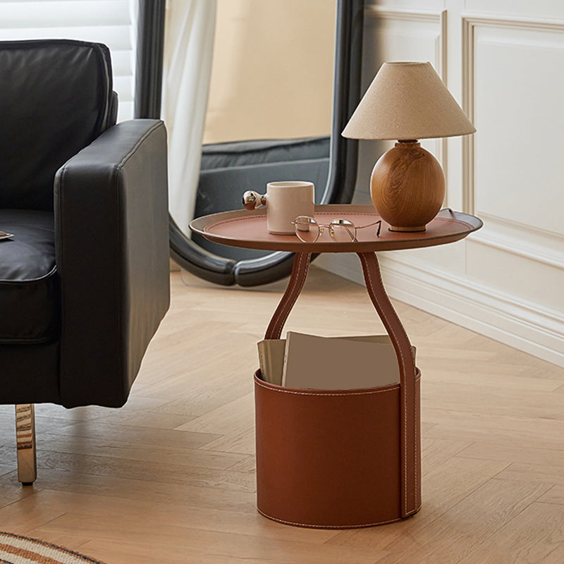 Mesa de mesa de la esquina de pedestal de mediados de siglo Mesa al final del lado superior con almacenamiento