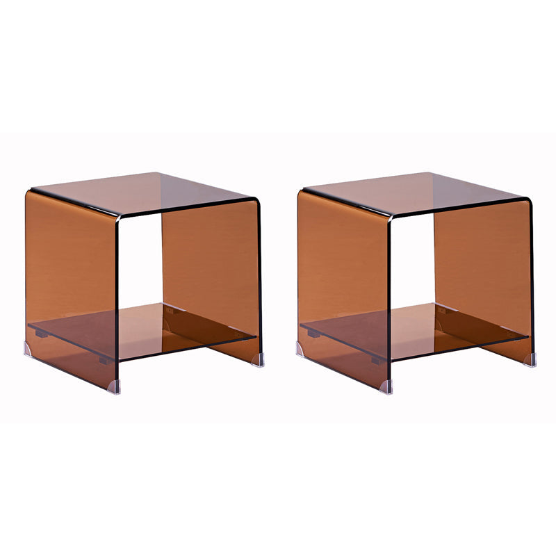 Mesa de trineo marrón moderno mesa de vidrio cuadrado de la sala de vidrio para sala de estar