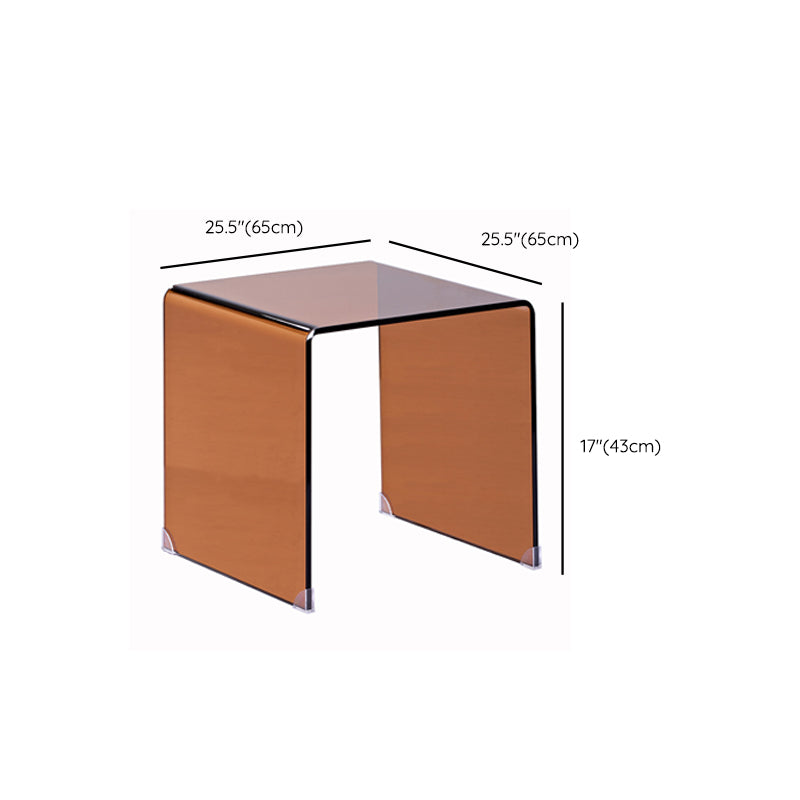 Mesa de trineo marrón moderno mesa de vidrio cuadrado de la sala de vidrio para sala de estar
