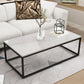 Marble Metal Frame Coffee Table Luxurious Rectangular Cocktail Table 47"L x 24"W x 20"H Clearhalo 'Coffee & Accent Tables' 'Coffee Tables' 'coffee_tables' 'furn' 'furn_coffee_tables' 'Furniture' 'Living Room Furniture' 6217512