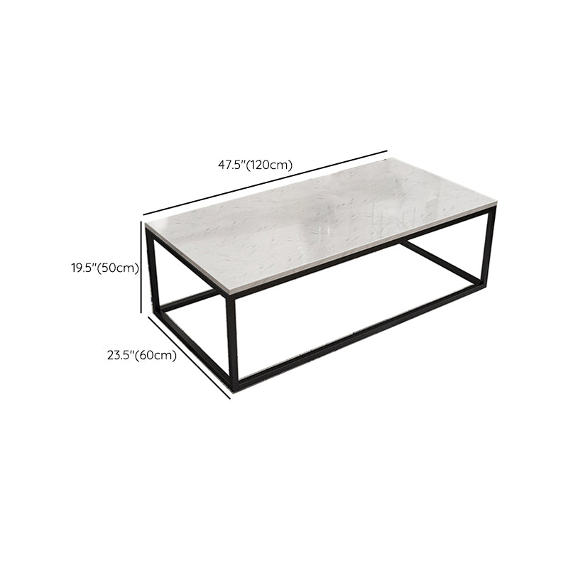 Marble Metal Frame Coffee Table Luxurious Rectangular Cocktail Table Clearhalo 'Coffee & Accent Tables' 'Coffee Tables' 'coffee_tables' 'furn' 'furn_coffee_tables' 'Furniture' 'Living Room Furniture' 6217522