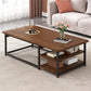 23.6" D Modern Rectangular Coffee Cocktail Table with 2-Shelf 55"L x 24"W x 16.5"H Walnut Clearhalo 'Coffee & Accent Tables' 'Coffee Tables' 'coffee_tables' 'furn' 'furn_coffee_tables' 'Furniture' 'Living Room Furniture' 6217524