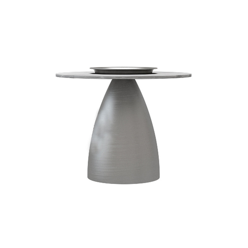 Glam Round Slate Cocktail Table Tray Top Brushed Metal Coffee Table 24"L x 24"W x 18"H Silver Clearhalo 'Coffee & Accent Tables' 'Coffee Tables' 'coffee_tables' 'furn' 'furn_coffee_tables' 'Furniture' 'Living Room Furniture' 6217540