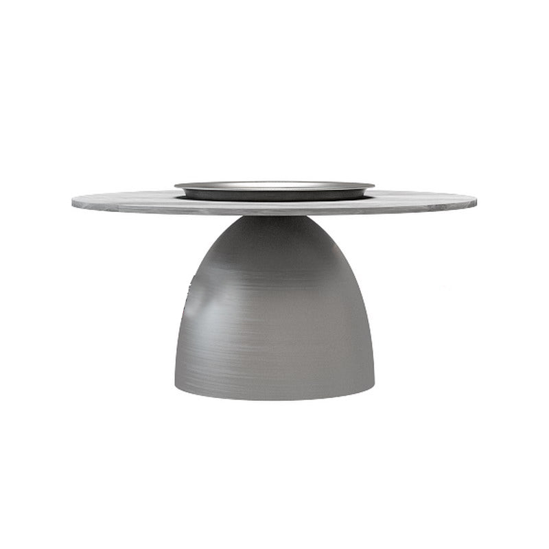 Glam Round Slate Cocktail Table Tray Top Brushed Metal Coffee Table 31.5"L x 31.5"W x 16"H Silver Clearhalo 'Coffee & Accent Tables' 'Coffee Tables' 'coffee_tables' 'furn' 'furn_coffee_tables' 'Furniture' 'Living Room Furniture' 6217541