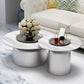 Glam Round Slate Cocktail Table Tray Top Brushed Metal Coffee Table Clearhalo 'Coffee & Accent Tables' 'Coffee Tables' 'coffee_tables' 'furn' 'furn_coffee_tables' 'Furniture' 'Living Room Furniture' 6217542