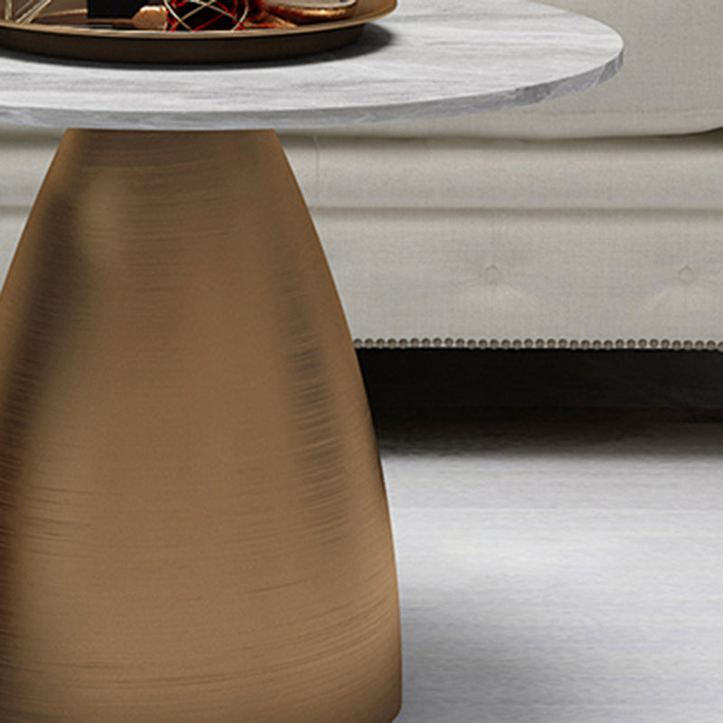 Glam Round Slate Cocktail Table Tray Top Brushed Metal Coffee Table Clearhalo 'Coffee & Accent Tables' 'Coffee Tables' 'coffee_tables' 'furn' 'furn_coffee_tables' 'Furniture' 'Living Room Furniture' 6217546