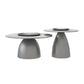 Glam Round Slate Cocktail Table Tray Top Brushed Metal Coffee Table 31.5"L x 31.5"W x 16"H + 24"L x 24"W x 18"H Silver Clearhalo 'Coffee & Accent Tables' 'Coffee Tables' 'coffee_tables' 'furn' 'furn_coffee_tables' 'Furniture' 'Living Room Furniture' 6217551